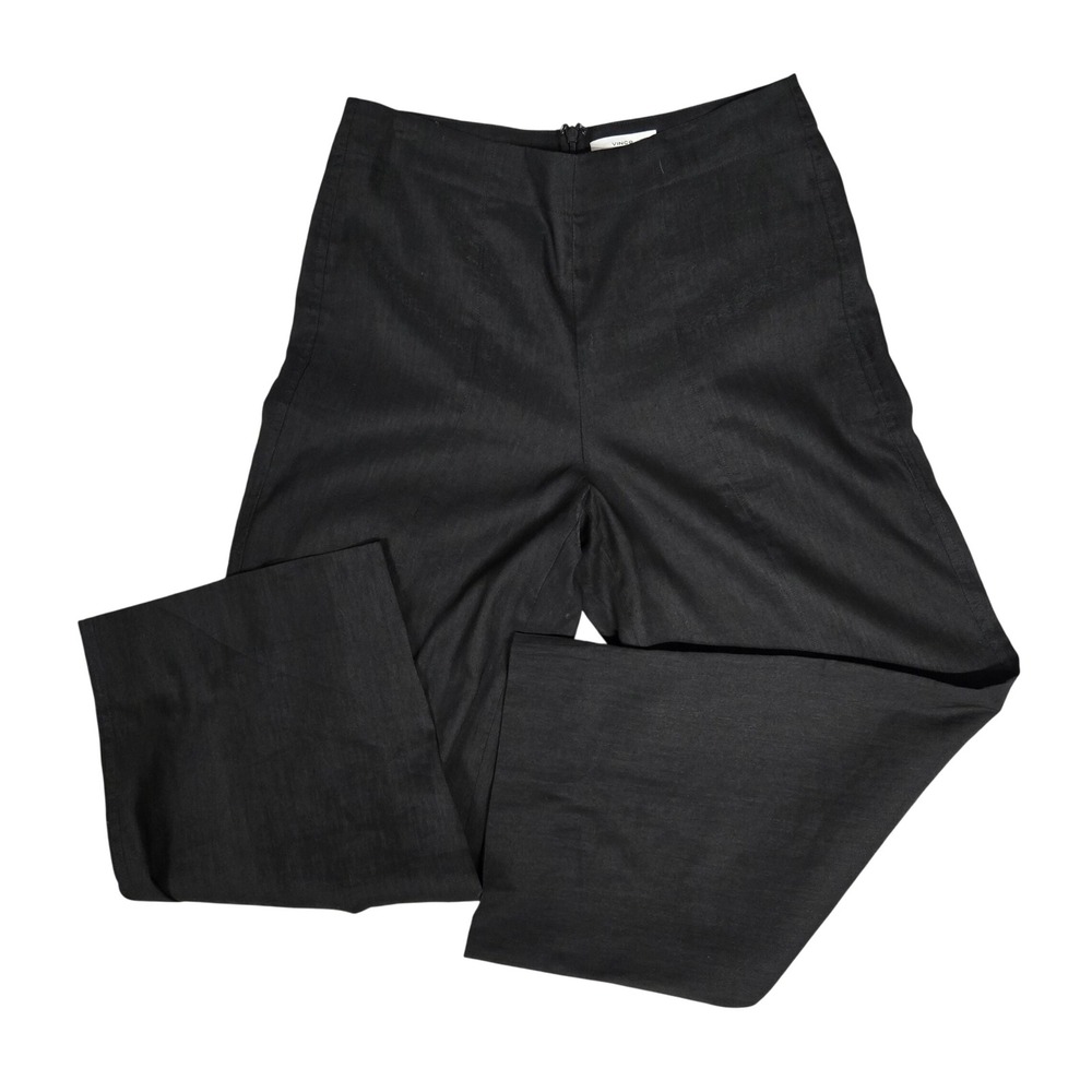Vince Linen Blend Wide Leg Crop Trousers Pants Minimalist Black Women's Size 4